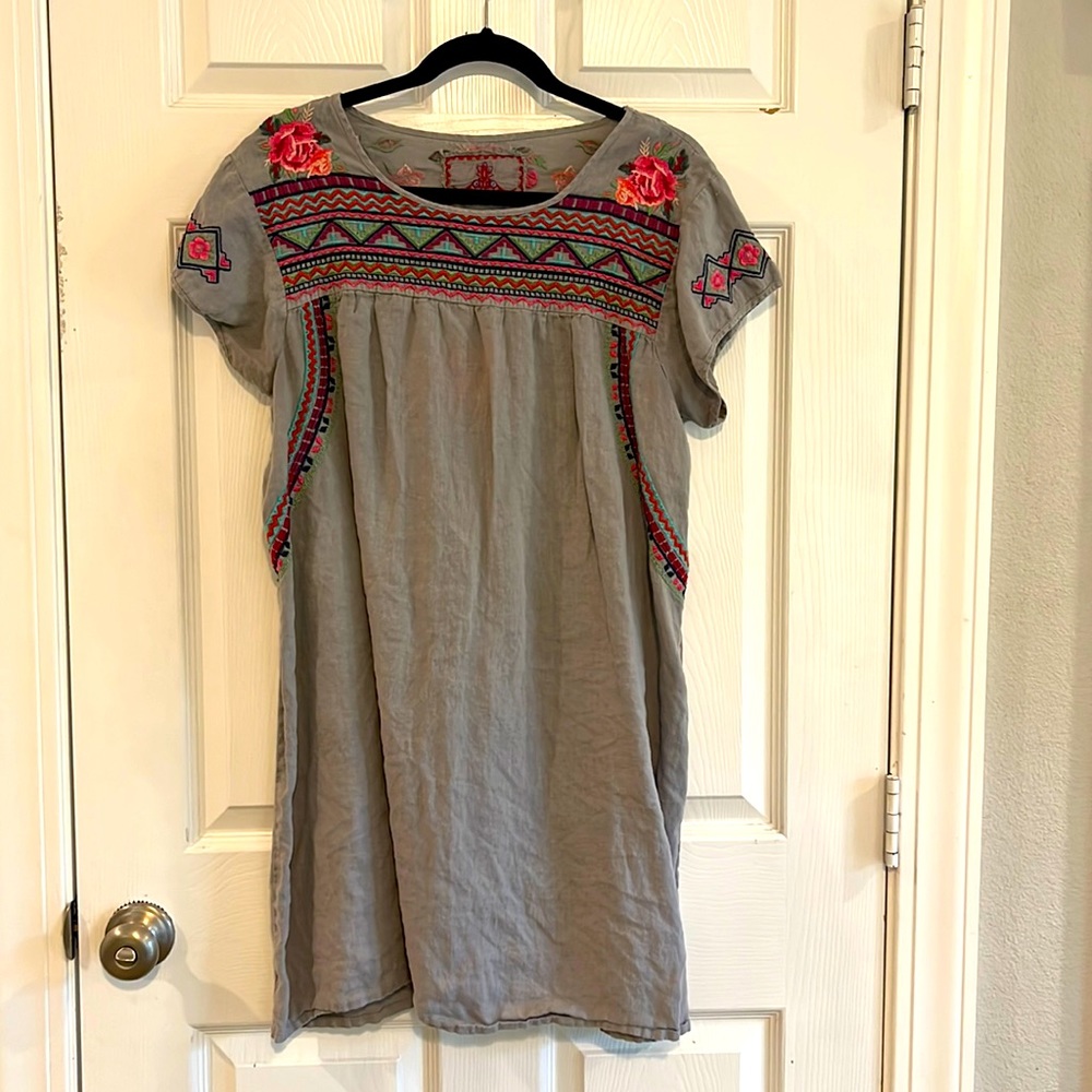 Gray Linen Dress from Johnny Was, Large